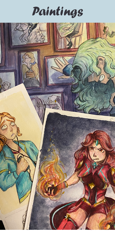 3 colourful gouache paintings