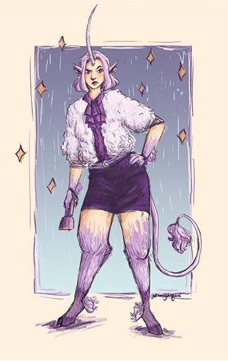 Digital drawing of a unicorn woman.